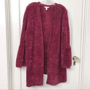 Lauren Conrad Burgundy Red Chenille Cardigan Large